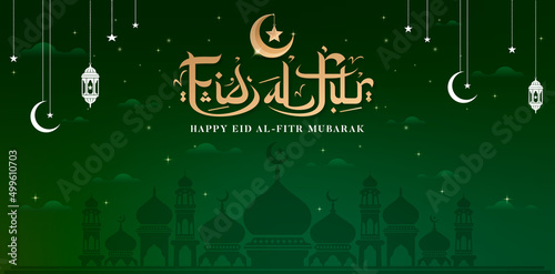 Happy Eid Al Fitr typography design arabic style, applicable for landing page, ads campaign, advertising, advertisement, video motion, animation media, social media posts, instragram feeds, twibbon