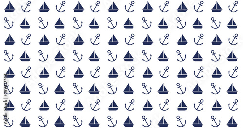 Maritimes Muster aus Segelschiff und Anker