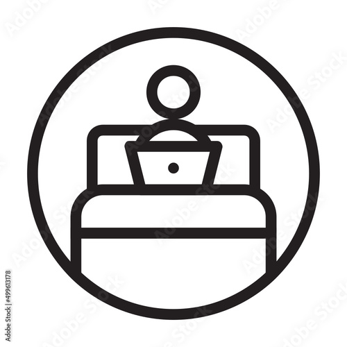 Working at bed ,Home Office outline icon.