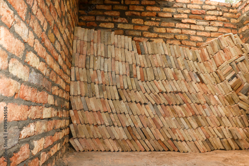 Asian roof bricks on under-construction site Asian roof bricks on under-construction site