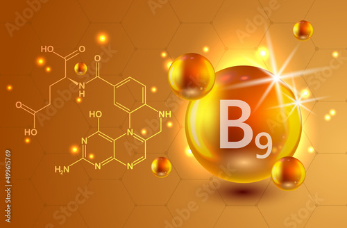 Nutrition sign vector concept. The power of vitamin B9