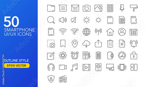Outlined icon of smartphone user interface. Suitable for design material of smartphone app, UI UX, and essential icon for app software.