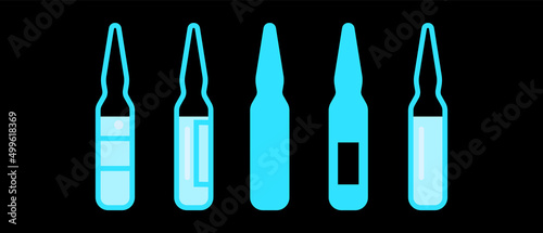 Black set of ampoules icons
