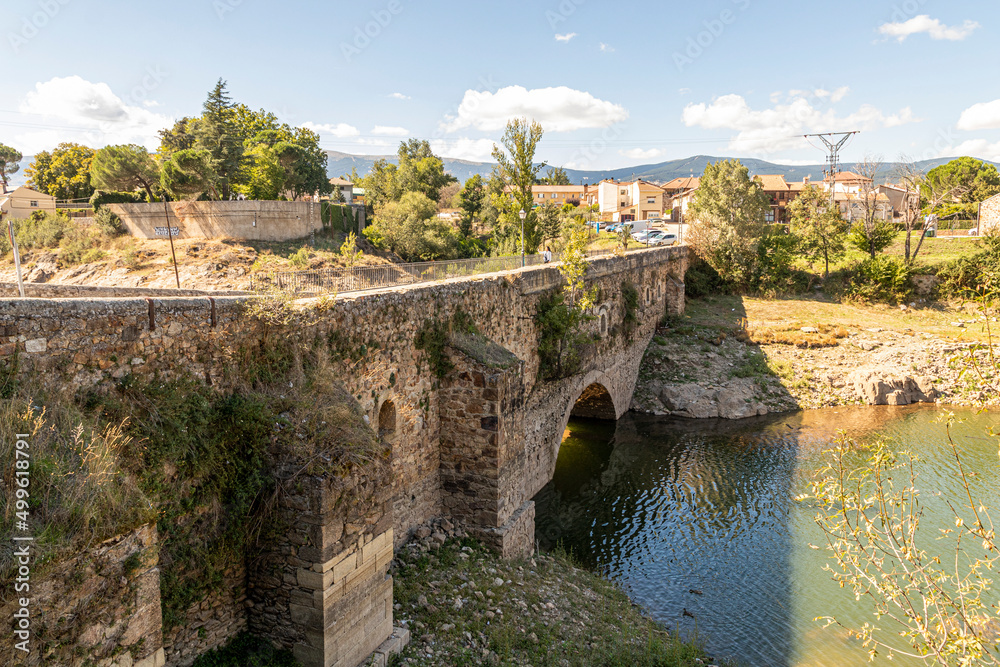 Buitrago del Lozoya, Spain. The Puente del Arrabal, an old medieval bridge that connects the Old Town with the Andarrio suburb