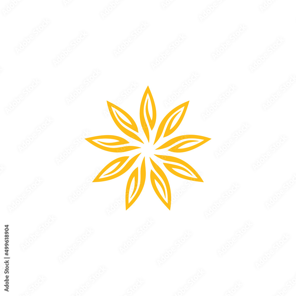 Sun flower logo design. Luxury yellow flower icon vector illustration. Sun flower logo design. Luxury yellow flower icon vector illustration.