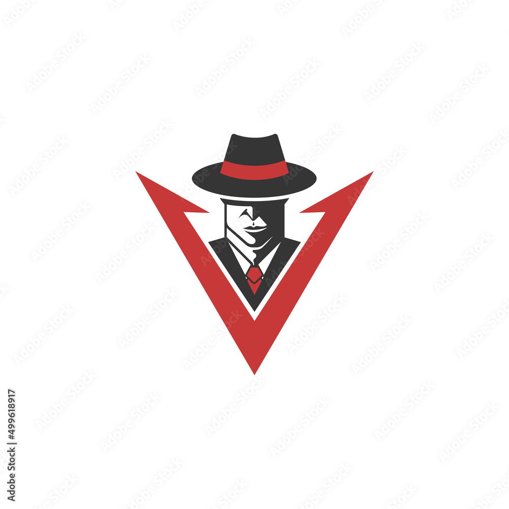 Villain mafia logo design. Mafia character icon vector illustration. Gangster logo. Villain mafia logo design. Mafia character icon vector illustration. Gangster logo.