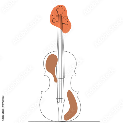 violin drawing by one continuous line, sketch, vector