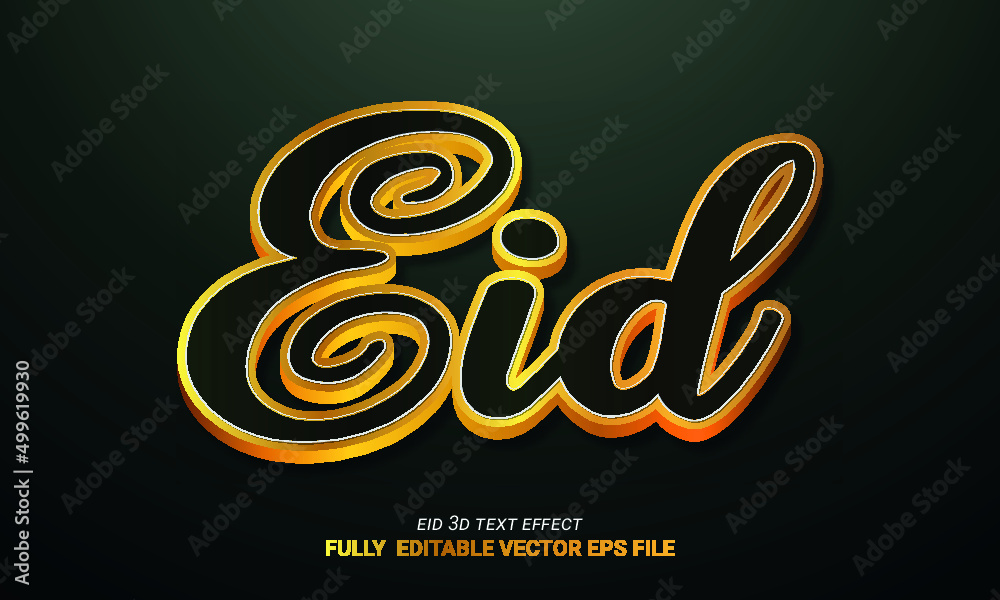 Eid 3d realistic text effect