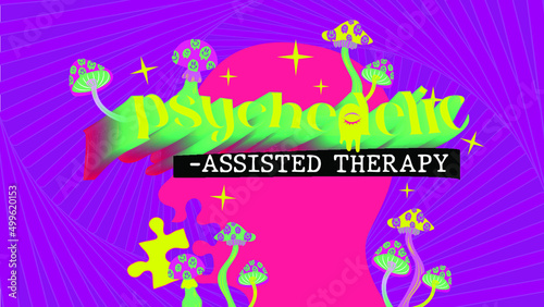 The graphic illustration of the psychedelic-assisted psychotherapy concept.
