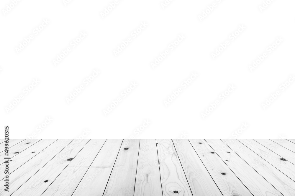 Empty white wooden table top isolated on white background Empty white wooden table top isolated on white background