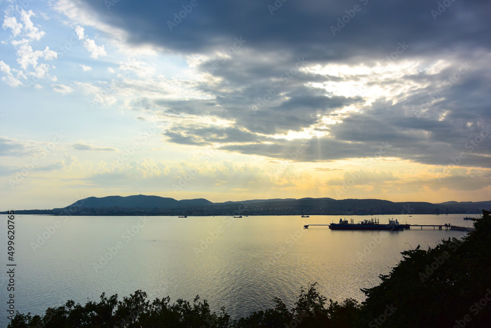 Observation deck at the exit from Novorossiysk. Nice view of the city and Tsemesskaya Bay