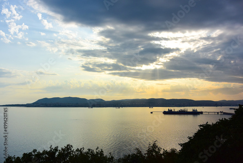 Observation deck at the exit from Novorossiysk. Nice view of the city and Tsemesskaya Bay