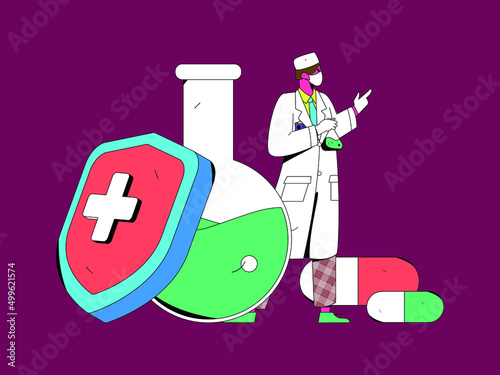 Doctor epidemic prevention and anti epidemic flat vector concept operation illustration 