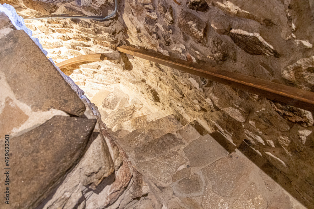 Fototapeta premium Buitrago del Lozoya, Spain. Inside the bell tower of the church of Santa Maria del Castillo
