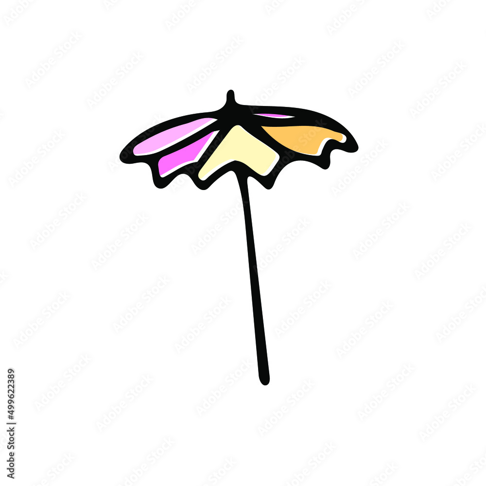 Drinks umbrella vector sketch icon. Fresh drinks, summer party hand