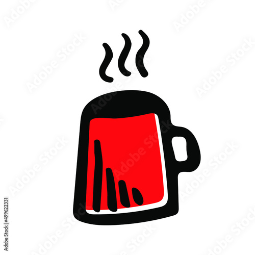 Cup of hot coffee sketch vector icon. Hand drawn morning office capuccino symbol isolated on white