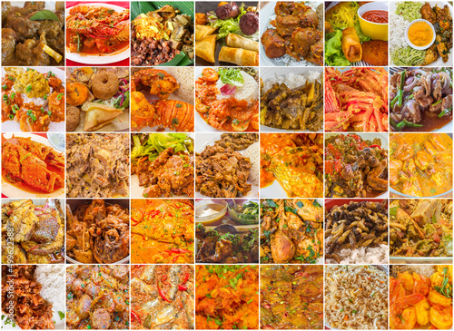 Fototapeta Naklejka Na Ścianę i Meble -  collage de spécialités culinaires créoles réunionnaises 