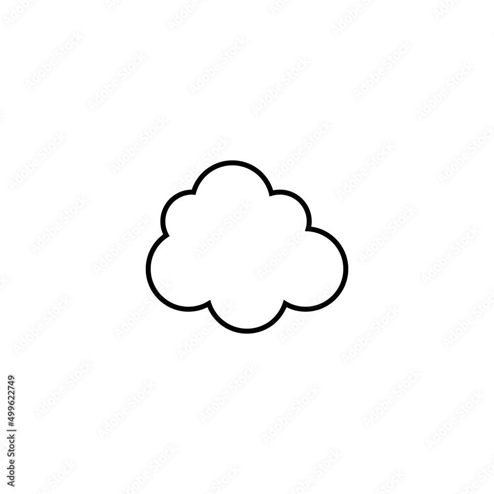 Monochrome outline sign suitable for web sites, books, banners, stores, advertisements. Line icon of simple cloud Monochrome outline sign suitable for web sites, books, banners, stores, advertisements. Line icon of simple cloud