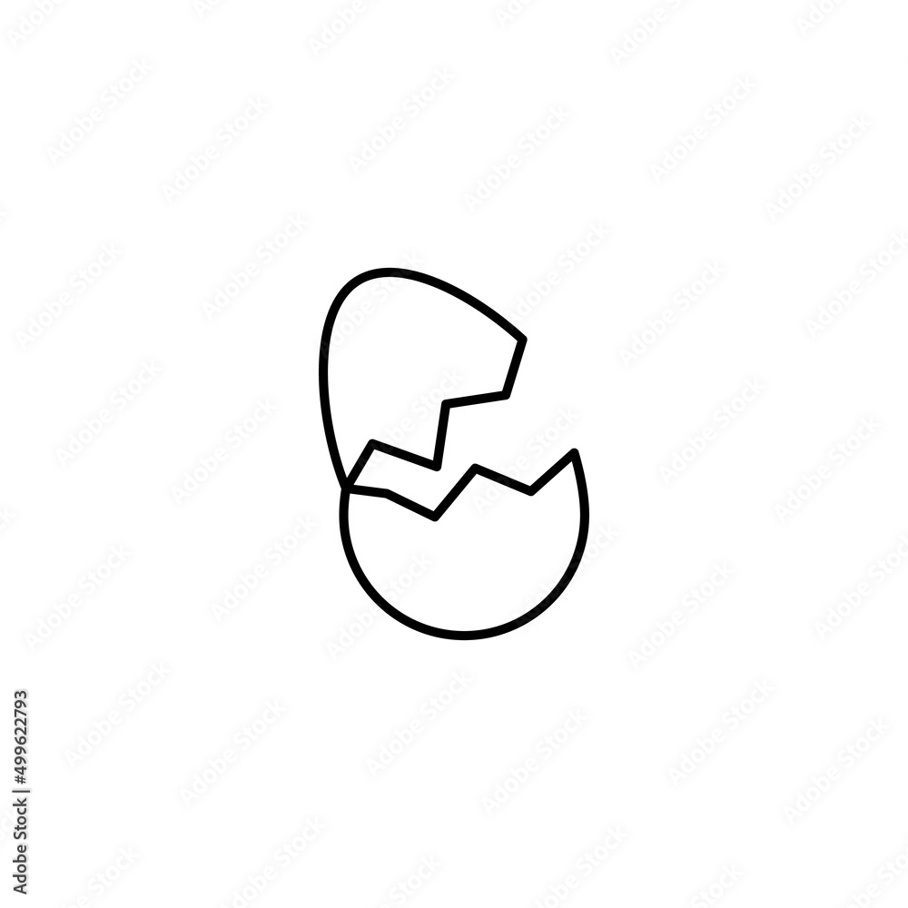 Monochrome outline sign suitable for web sites, books, banners, stores, advertisements. Editable stroke. Line icon of cracked egg Monochrome outline sign suitable for web sites, books, banners, stores, advertisements. Editable stroke. Line icon of cracked egg