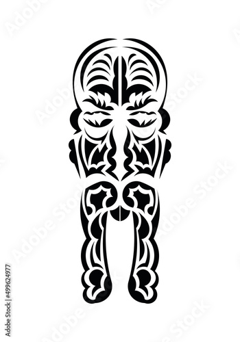 Face in traditional tribal style. Ready tattoo template. Flat style. Vetcor.