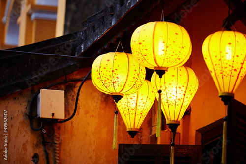 Various lanterns in a traditional market