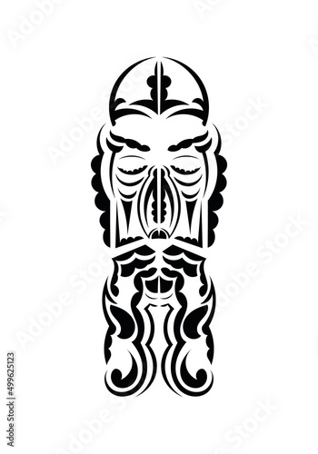 Face in the style of ancient tribes. Tattoo patterns. Flat style. Vector illustration.