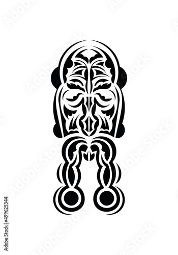 Face in the style of ancient tribes. Ready tattoo template. Flat style. Vetcor.