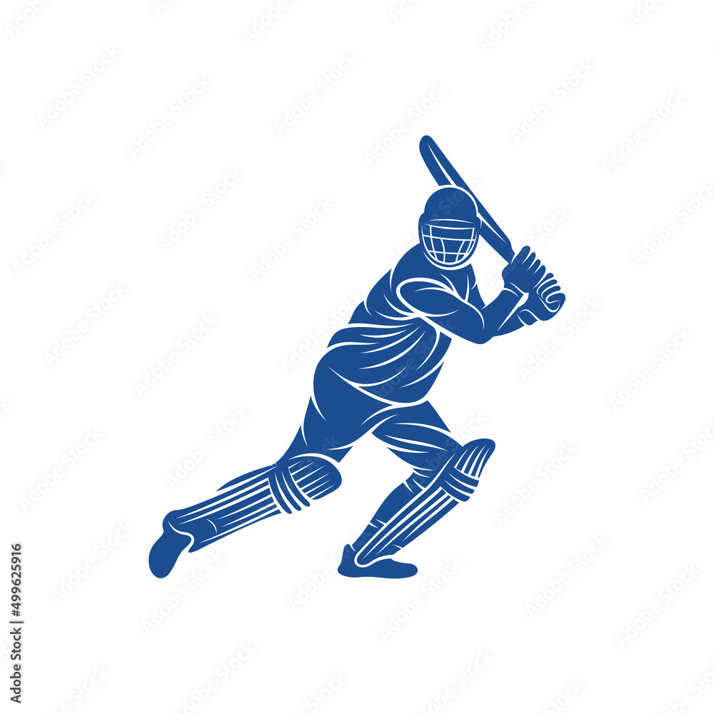 Obraz premium Cricket player logo design vector. Icon Symbol. Template Illustration