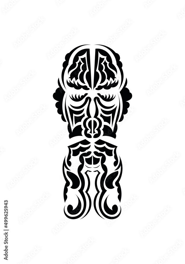 Fototapeta premium Polynesian style face. Black tattoo patterns. Isolated. Vetcor.