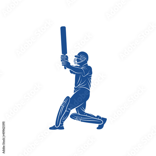 Cricket player logo design vector. Icon Symbol. Template Illustration