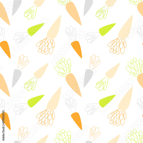 minimalist carrot seamless vector pattern, spring kid design. Vector illustration
