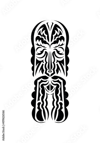 Mask in traditional tribal style. Ready tattoo template. Isolated. Vetcor.