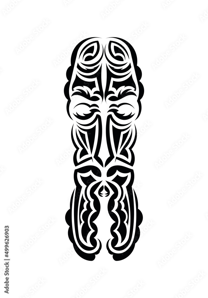 Mask in the style of the ancient tribes. Black tattoo patterns. Isolated on white background. Vetcor. Mask in the style of the ancient tribes. Black tattoo patterns. Isolated on white background. Vetcor.