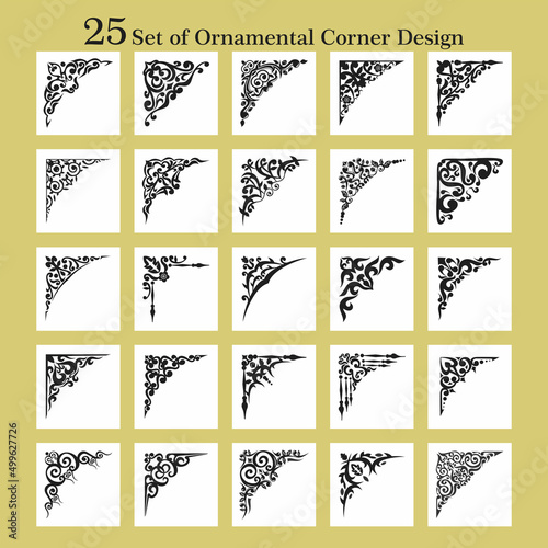 25 item set of floral traditional corner designs