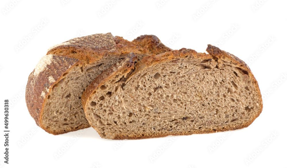 Slice of fresh rye bread isolated on white background Slice of fresh rye bread isolated on white background