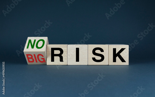 Big risk or no. Cubes form the words Big risk or no risk