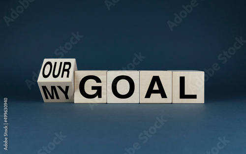 My goal or our goal. Cubes form the words my goal or our
