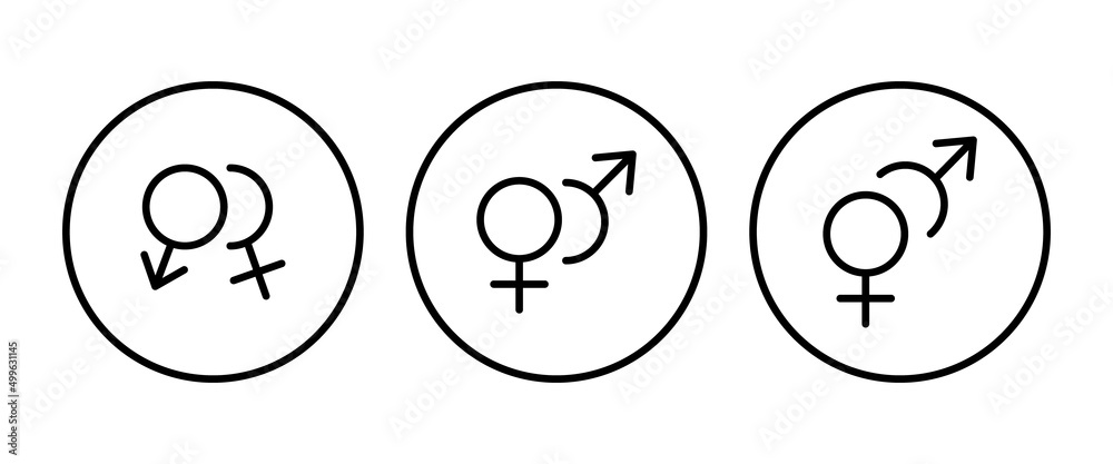 Gender sign icon. Male and female, man and woman sign vector, symbol, logo, illustration, editable stroke, flat design style isolated on white Gender sign icon. Male and female, man and woman sign vector, symbol, logo, illustration, editable stroke, flat design style isolated on white
