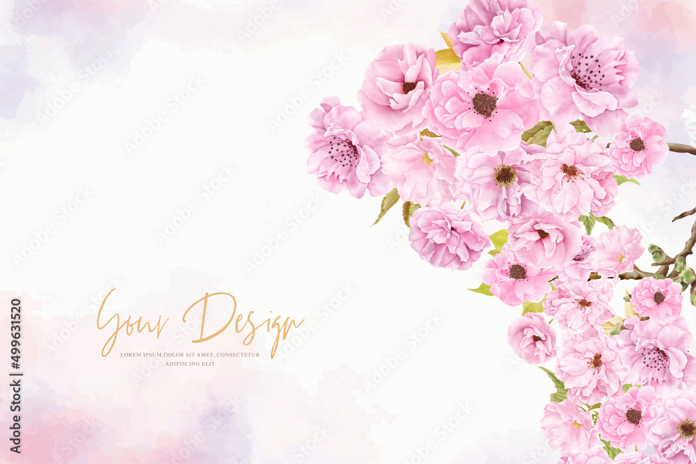 watercolor pink cherry blossom background design watercolor pink cherry blossom background design