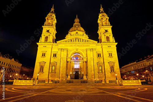 The facade of St stephen's Basilica, Budapest, Hungary photo