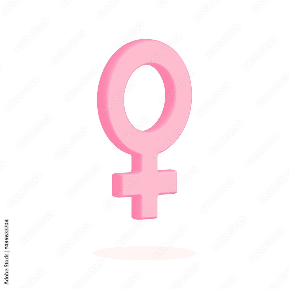 Female symbol icon on white background. 3d render vector. Female gender symbol. Sexual symbols. Sign of venus. Minimalist concept. Female symbol icon on white background. 3d render vector. Female gender symbol. Sexual symbols. Sign of venus. Minimalist concept.
