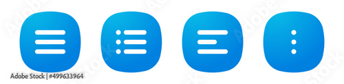 Website navigation hamburger menu icons set. Flat website menu icons with rounded and sharp edges. Mobile app menu icons vector set of UI UX design elements. App burger icons. Stock vector EPS10.