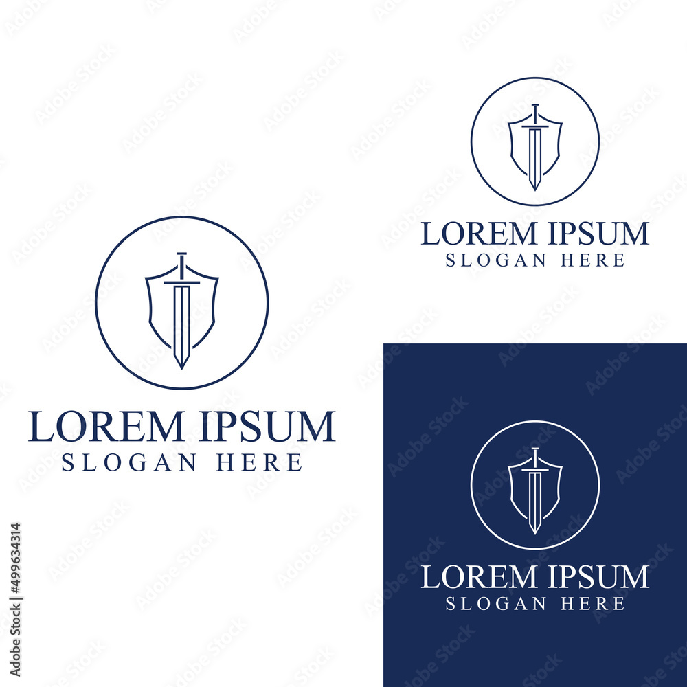 Sword, shield and king's sword logo. Logo design vector illustration ...