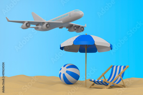 umbrella and deckchair and ...