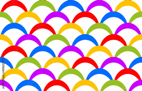 Colorful waves or colorful fish scales on a white background. It is a seamless vector pattern work.