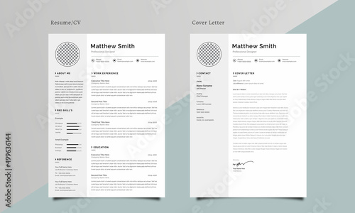 Minimalist Resume and Cover Letter Set (ID: 499636144)