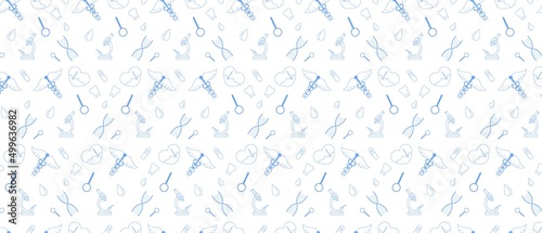Medicine Seamless Doodle Line Art Pattern.