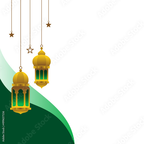 golden islamic lantern illustration design vector