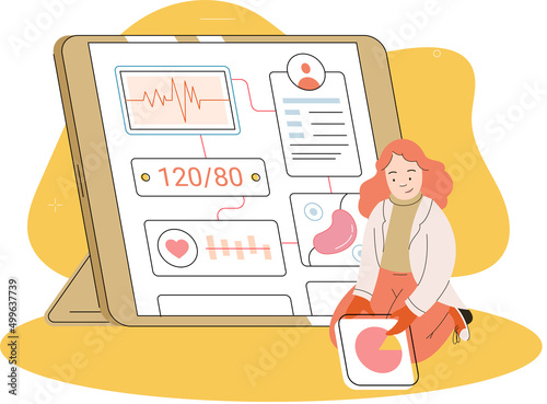 Online medical consultation and support metaphor. Online doctor. Healthcare services, Ask doctor. Tele medicine e-health service. Therapist videocalling phone screen. Diagnosis treatment of patients