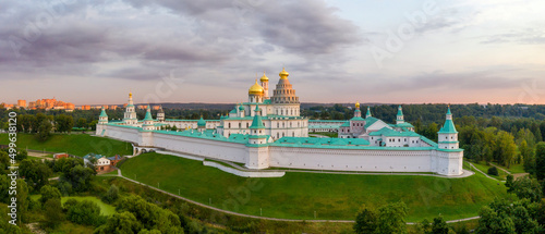 erial view of New Jerusalem Monastery on summer sunset. Istra, Moscow Oblast, Russia. photo